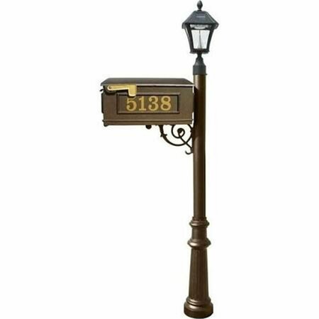 LEWISTON Mailbox Post System with Fluted Base & Bayview Solar Lamp Bronze LMCV-800-SL-BZ